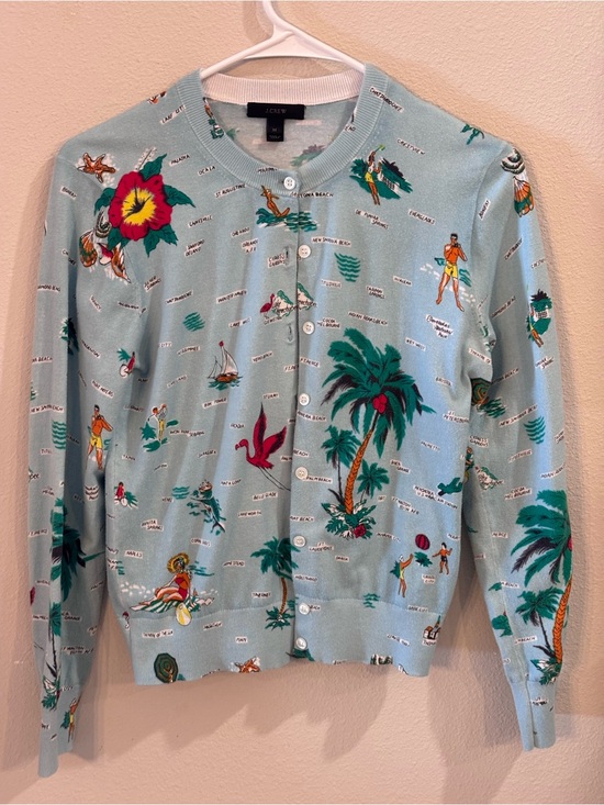 J. Crew Sweaters - J Crew Retro Florida Travel Map Print Jackie Cardin Sweater, Blue, Medium